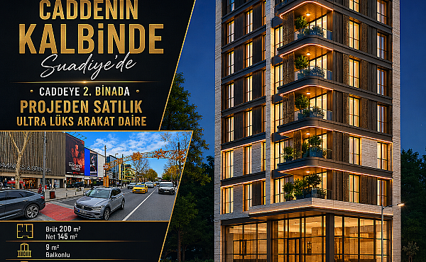 SUADİYE'DE CADDEYE 2. BİNADA PROJEDEN SATILIK DAİRE